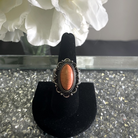 Paparazzi Ring, Orange Crackle Stone - Picture 1 of 2